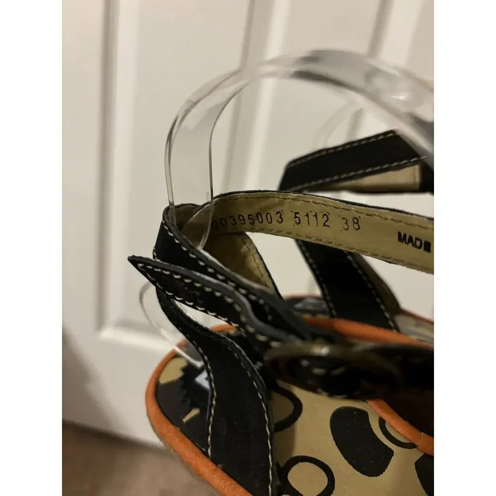 Fly London Pati tan black suede leather wedge platform sandal sz 7-7.5 - Picture 9 of 14